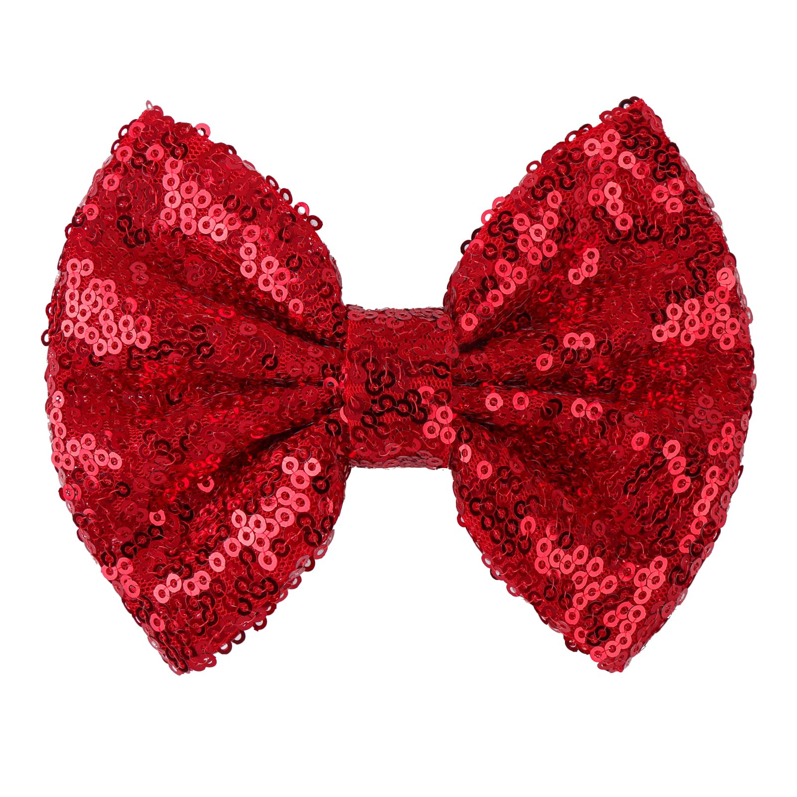 Lanmerry hair clip 5-inch red sequin bow closeup for festive sparkle