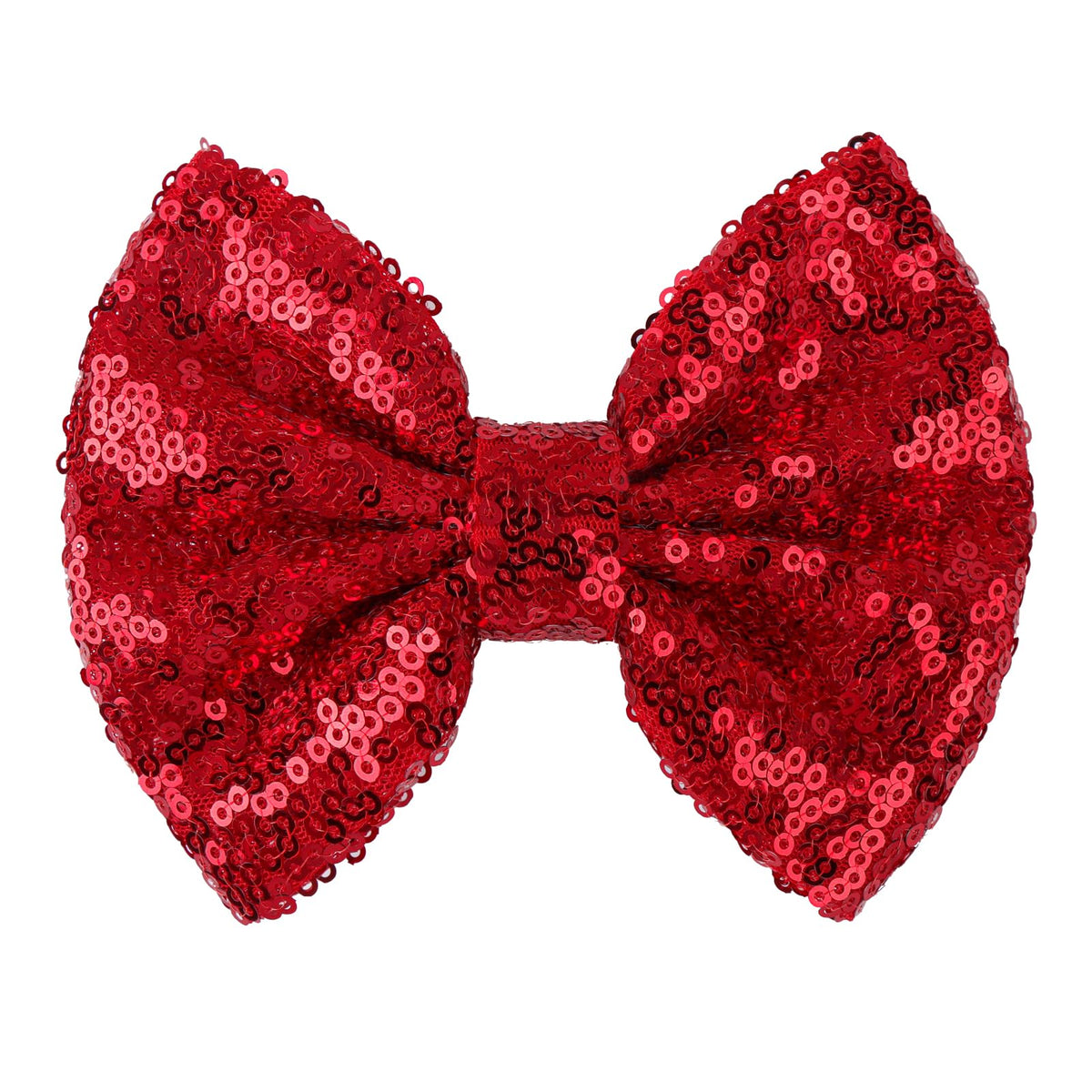 Lanmerry hair clip 5-inch red sequin bow closeup for festive sparkle