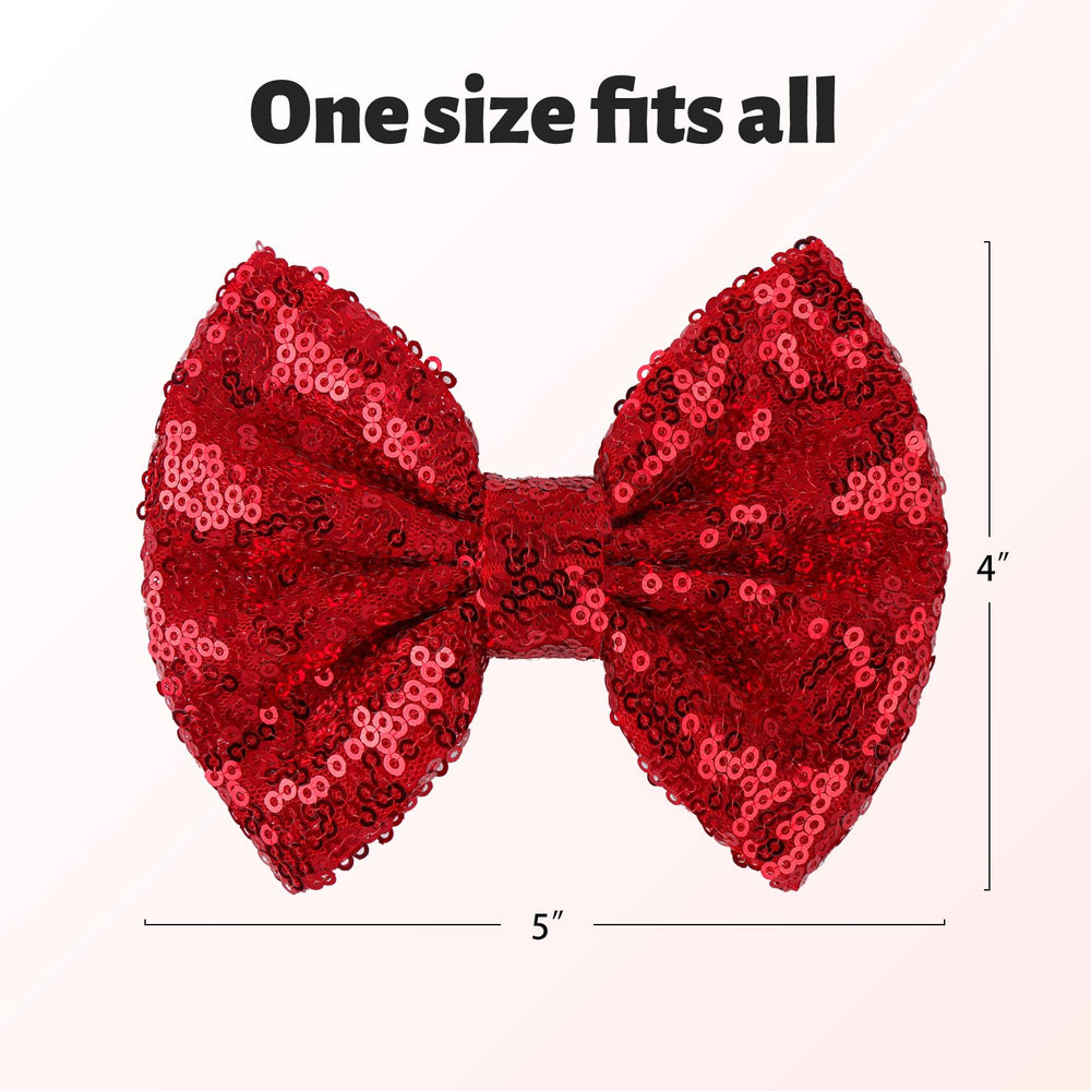 Lanmerry hair clip 5-inch red sequin bow for toddlers