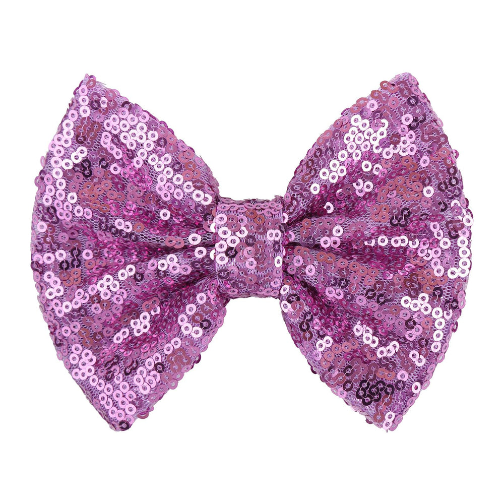 Lanmerry hair clip 5-inch sequins bow in purple with alligator clip for secure everyday wear.