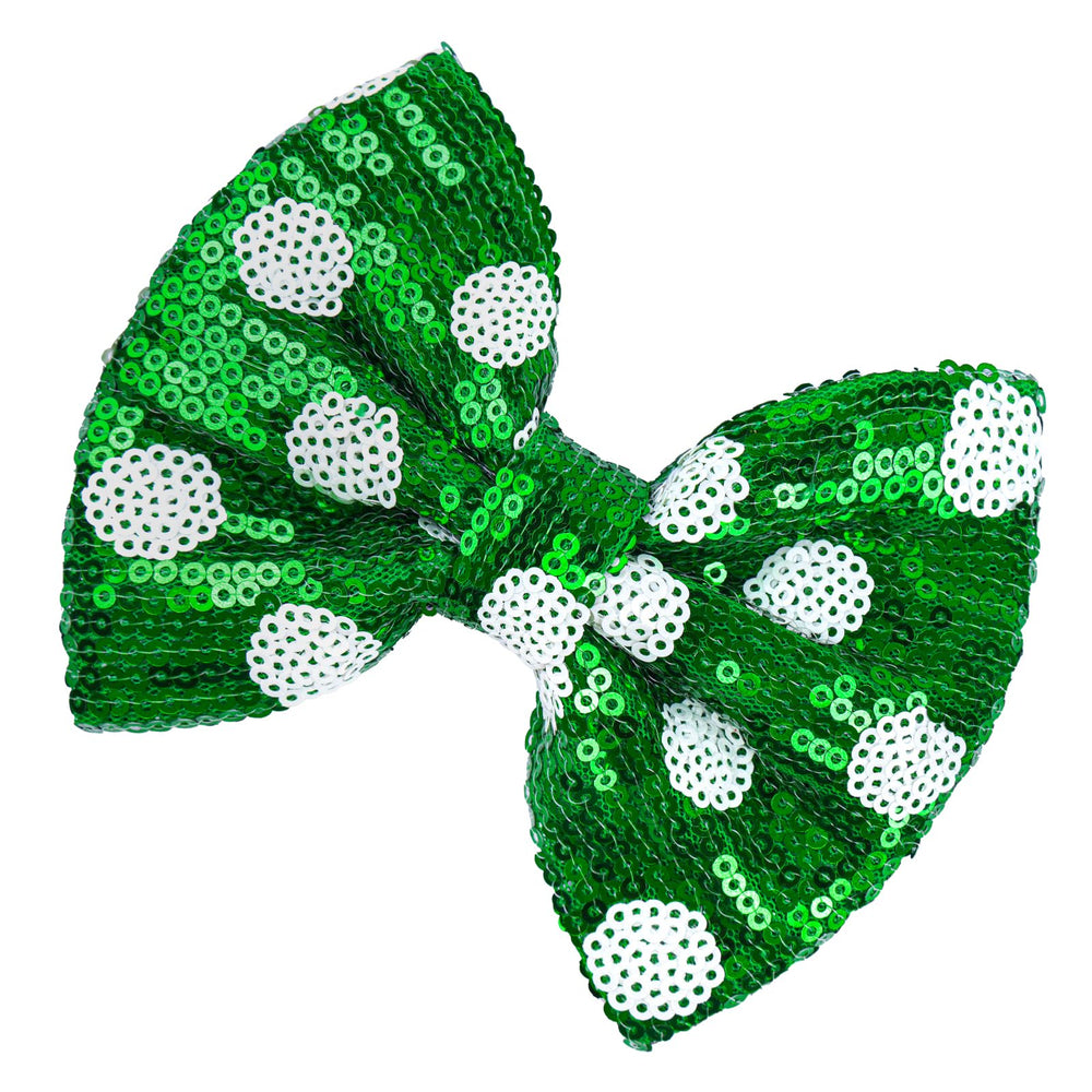 Lanmerry hair clip with St. Patrick's sequins bow adds festive sparkle for girls.