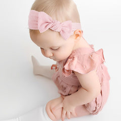 Lanmerry hairband with bows dark khaki close-up highlights durable knot detail