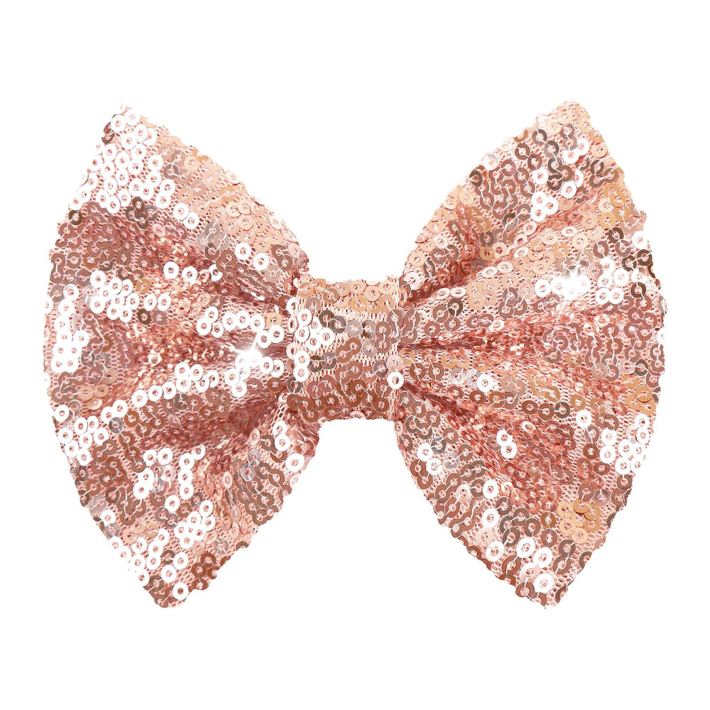 Lanmerry hair clip rose gold sequin bow for 5 inch sparkle and everyday wear