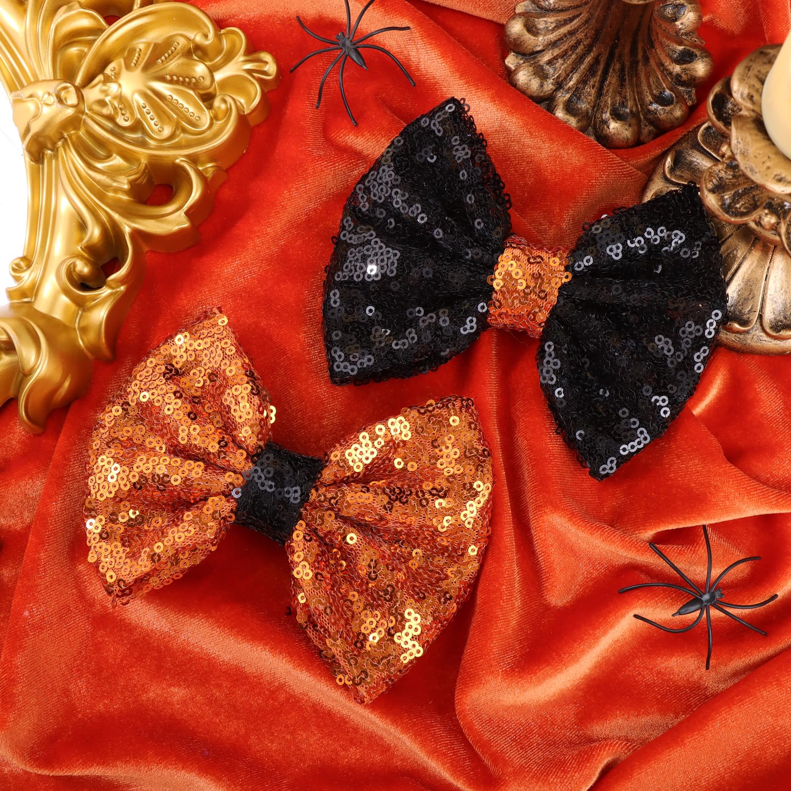 Lanmerry handmade sequin bows orange clip demonstrates quality craftsmanship