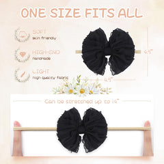 Lanmerry headband close-up shows textured ruffle bow material.