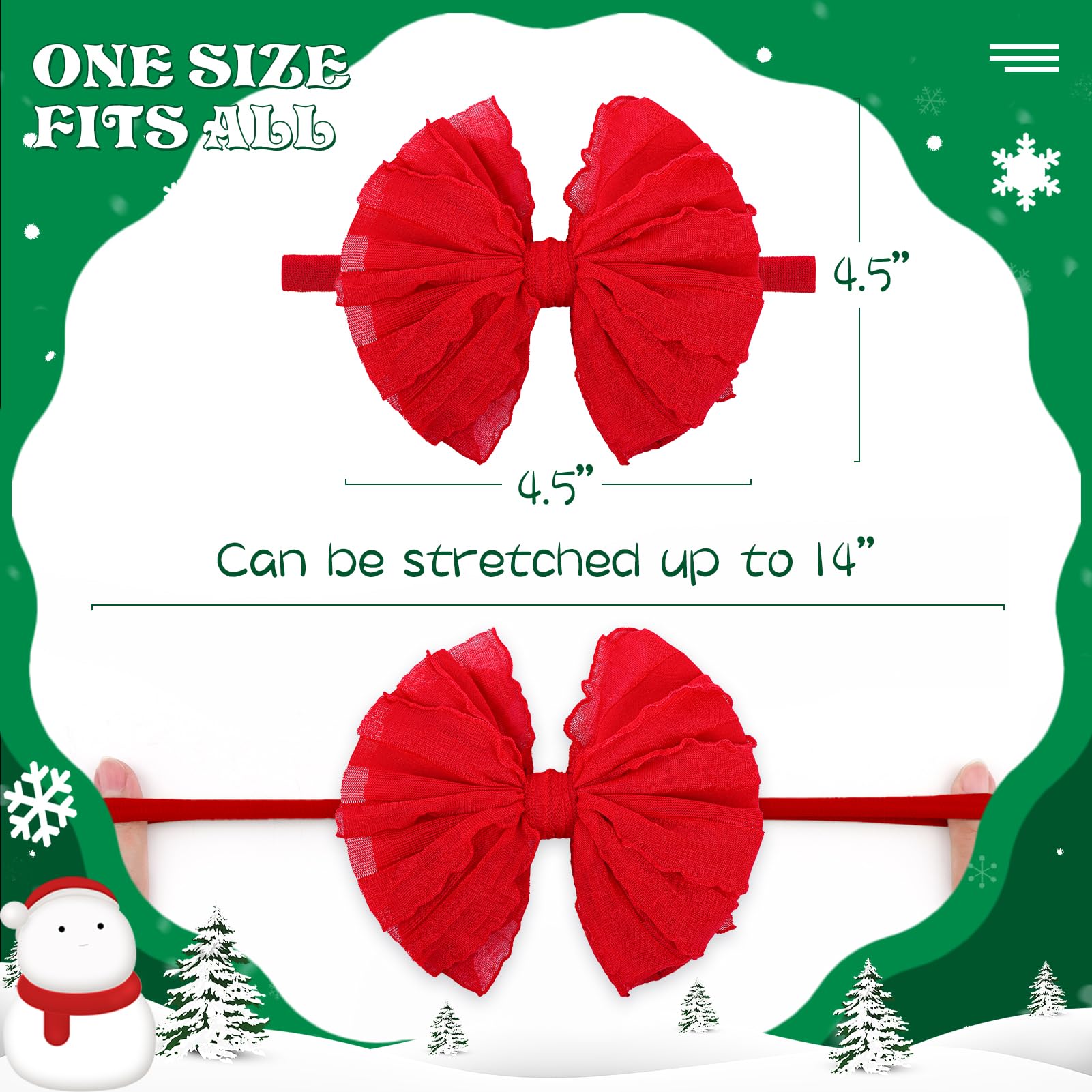 Lanmerry soft nylon headband stretches from newborn to adult sizes.