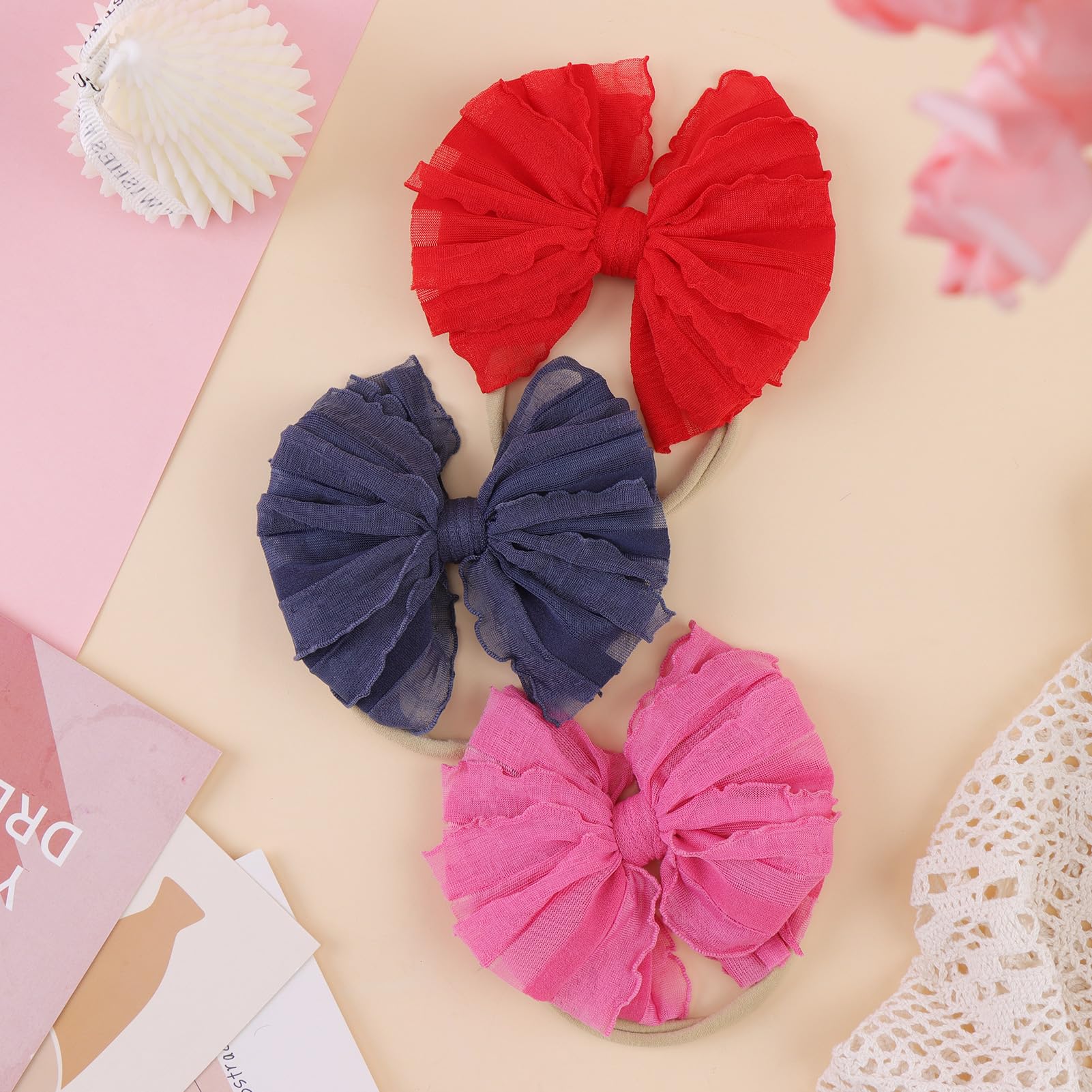 Lanmerry headbands worn with outfits for stylish toddler photos
