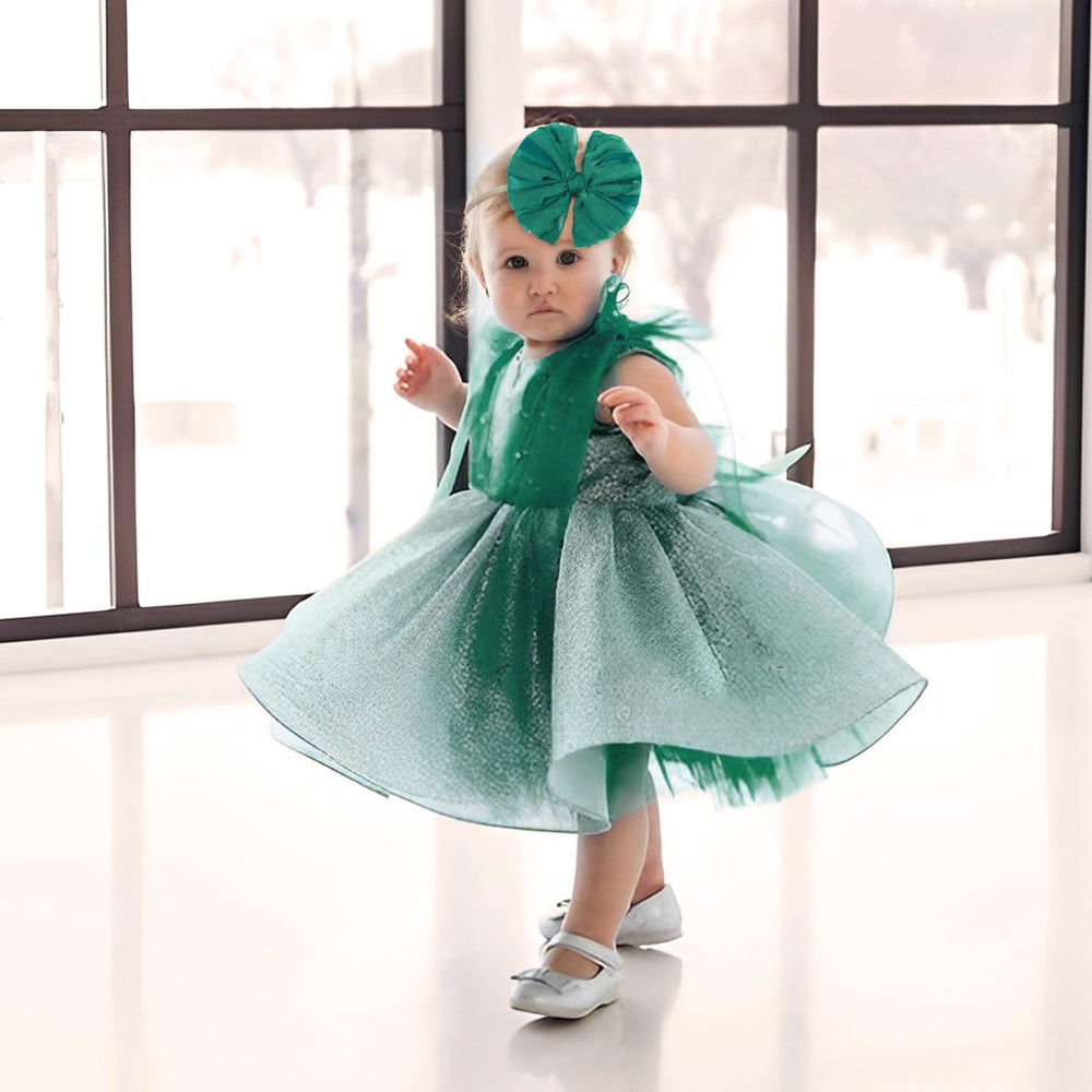 Lanmerry lace big bows headband in green, versatile for photos and parties.
