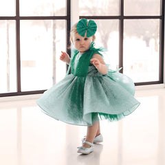 Lanmerry lace big bows headband in green, versatile for photos and parties.