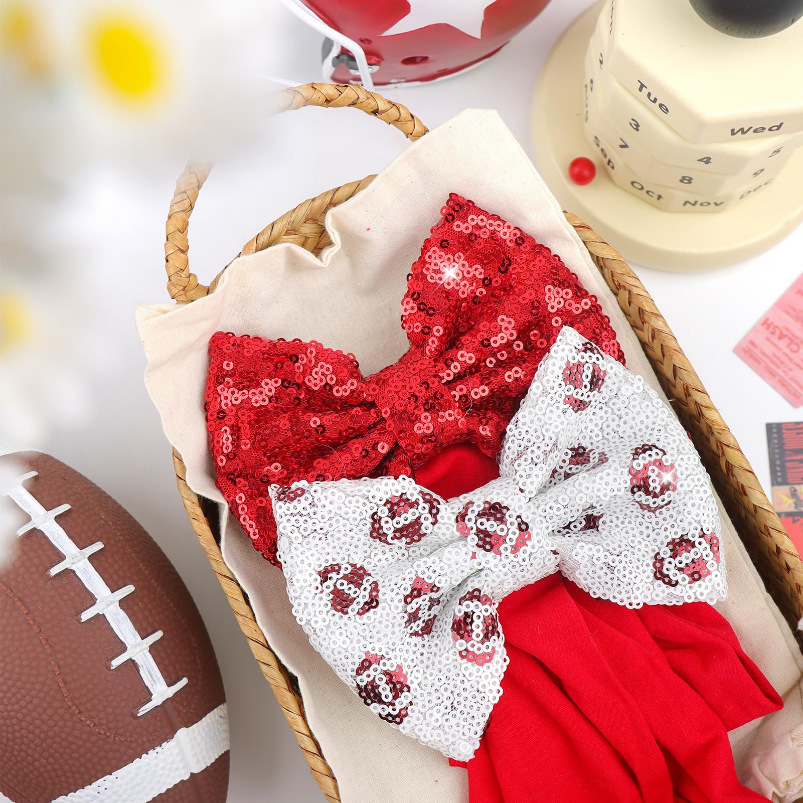 Lanmerry metallic ruby red bow hair accessory stands out in party and photo shoots.