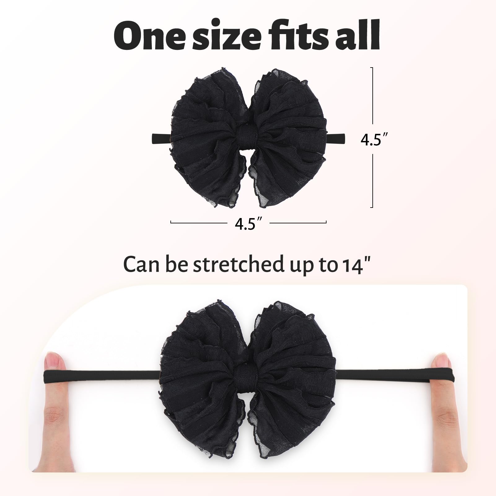 Lanmerry nylon stretchy headband close-up shows soft elastic for newborns to adults.