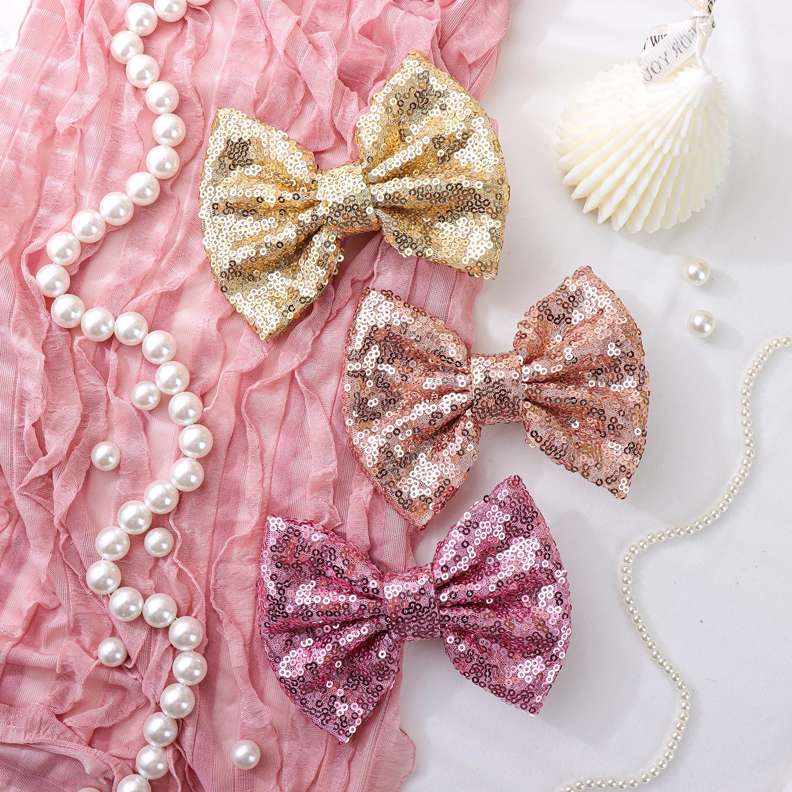 Lanmerry bundle of 3 sequin bows makes gifting simple
