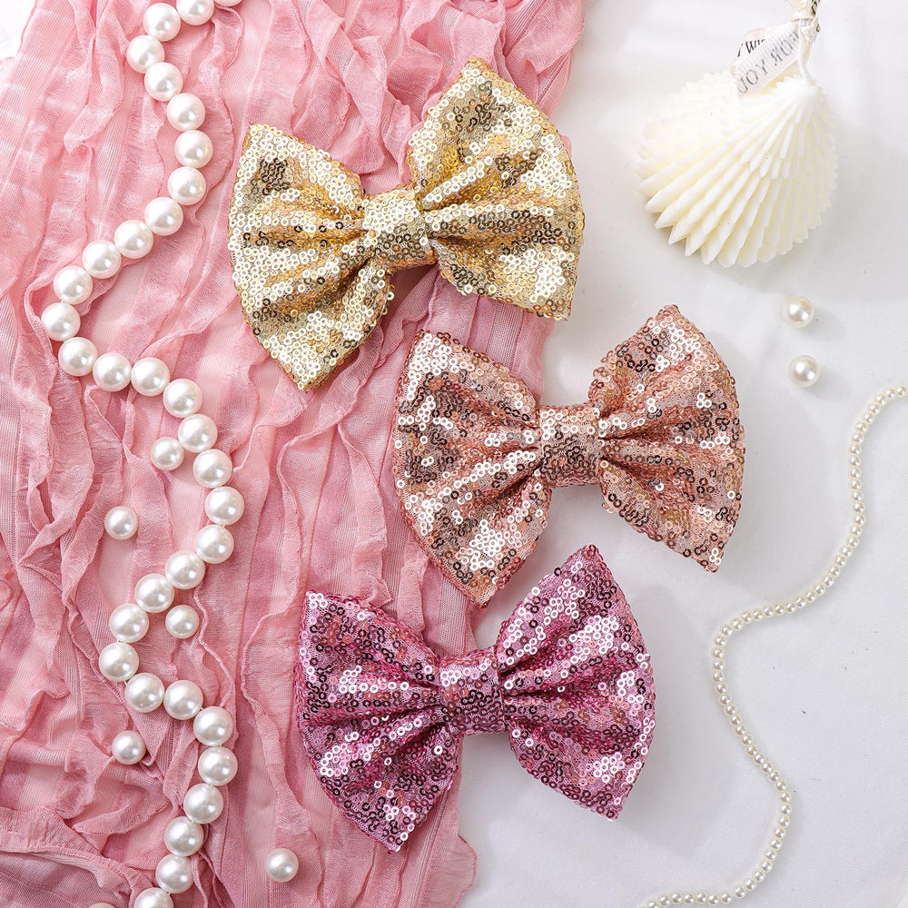 Lanmerry bundle of 3 sequin bows makes gifting simple