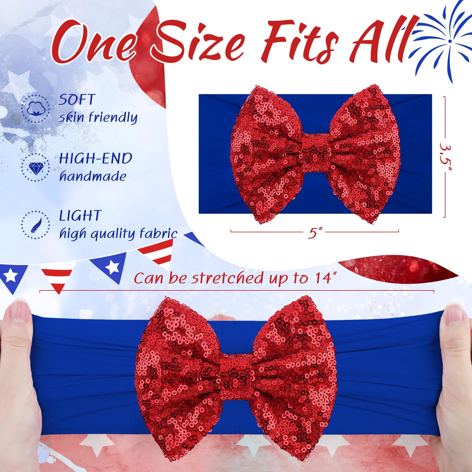 Lanmerry patriotic glitter headband is easy to wear and comfortable.
