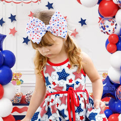 Lanmerry patriotic headbands for newborns showcase red, white, blue styling.