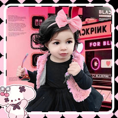 Lanmerry pink newborn bow on stretchy headband for easy all-day wear.
