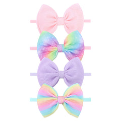 Lanmerry Rainbow Hair Bow in soft fabric for gentle daily wear.