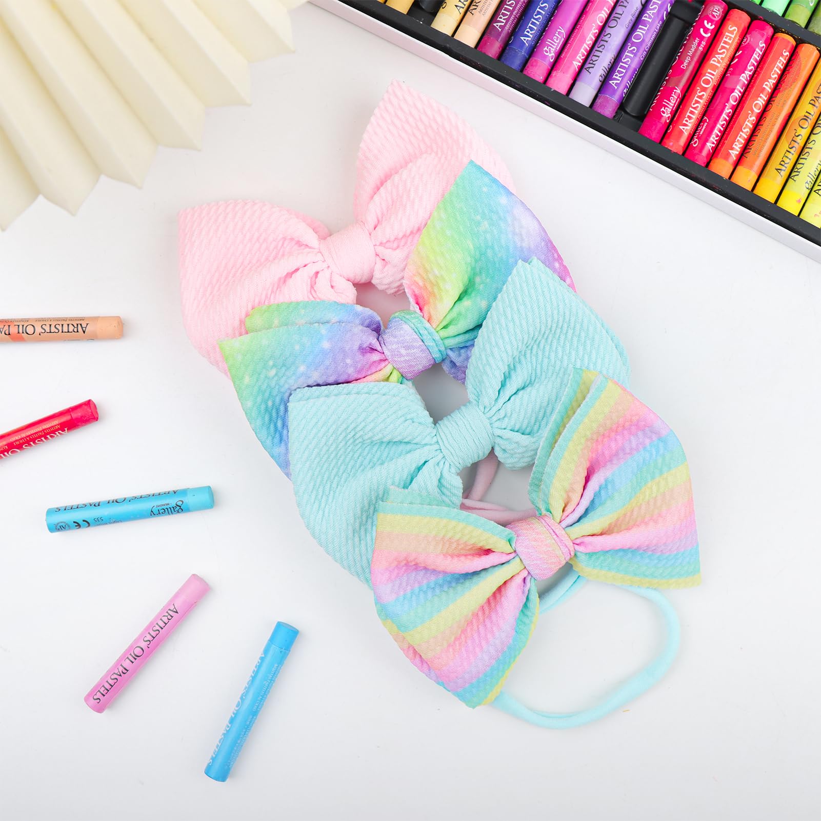 Lanmerry Rainbow Hair Bows for birthday photo ops in bright colors