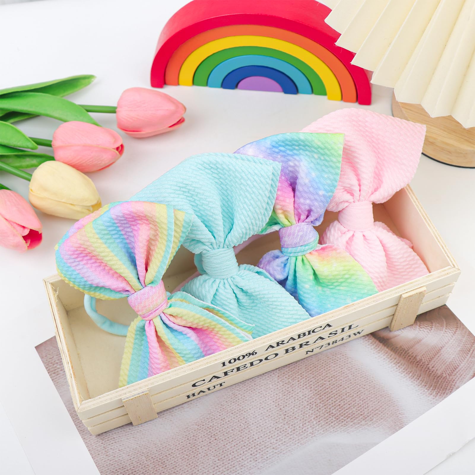 Lanmerry Rainbow Hair Bows gift pack ideal for baby showers