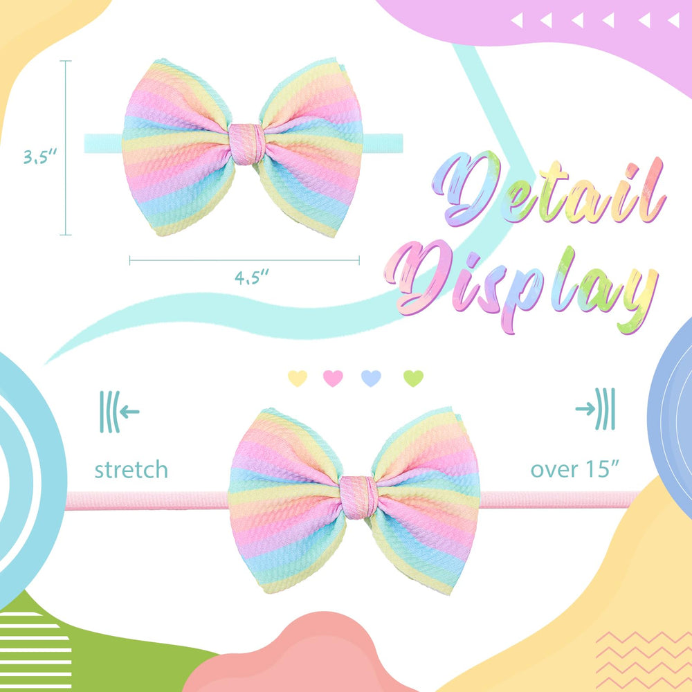 Lanmerry Rainbow Hair Bows on newborn show secure, comfortable fit