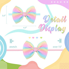 Lanmerry Rainbow Hair Bows on newborn show secure, comfortable fit