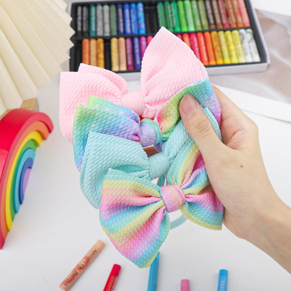 Lanmerry Rainbow Hair Bows secure fit headband stays in place during play