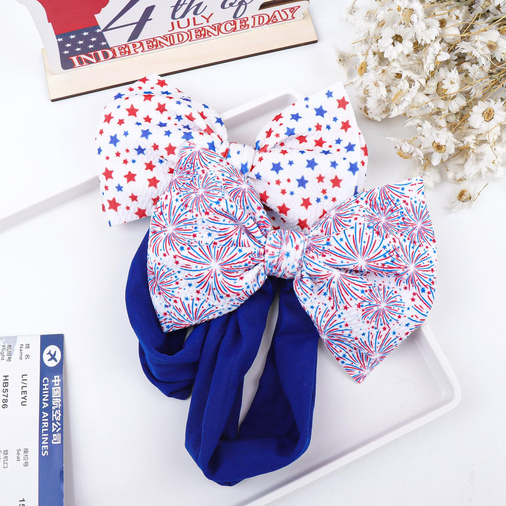 Lanmerry red white blue color scheme bow for bright festival outfits.