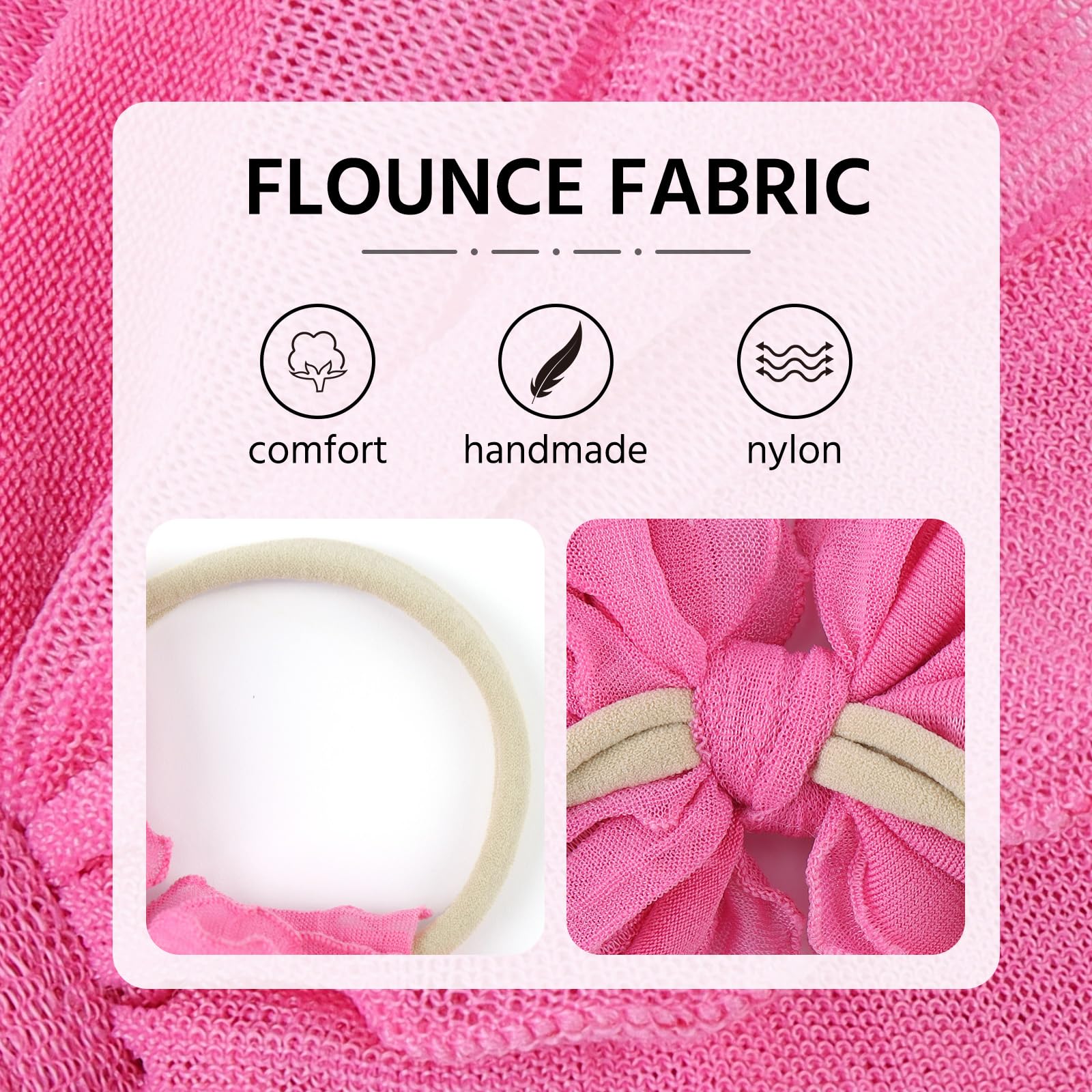 Lanmerry textured ruffle headband close-up highlighting soft elasticity