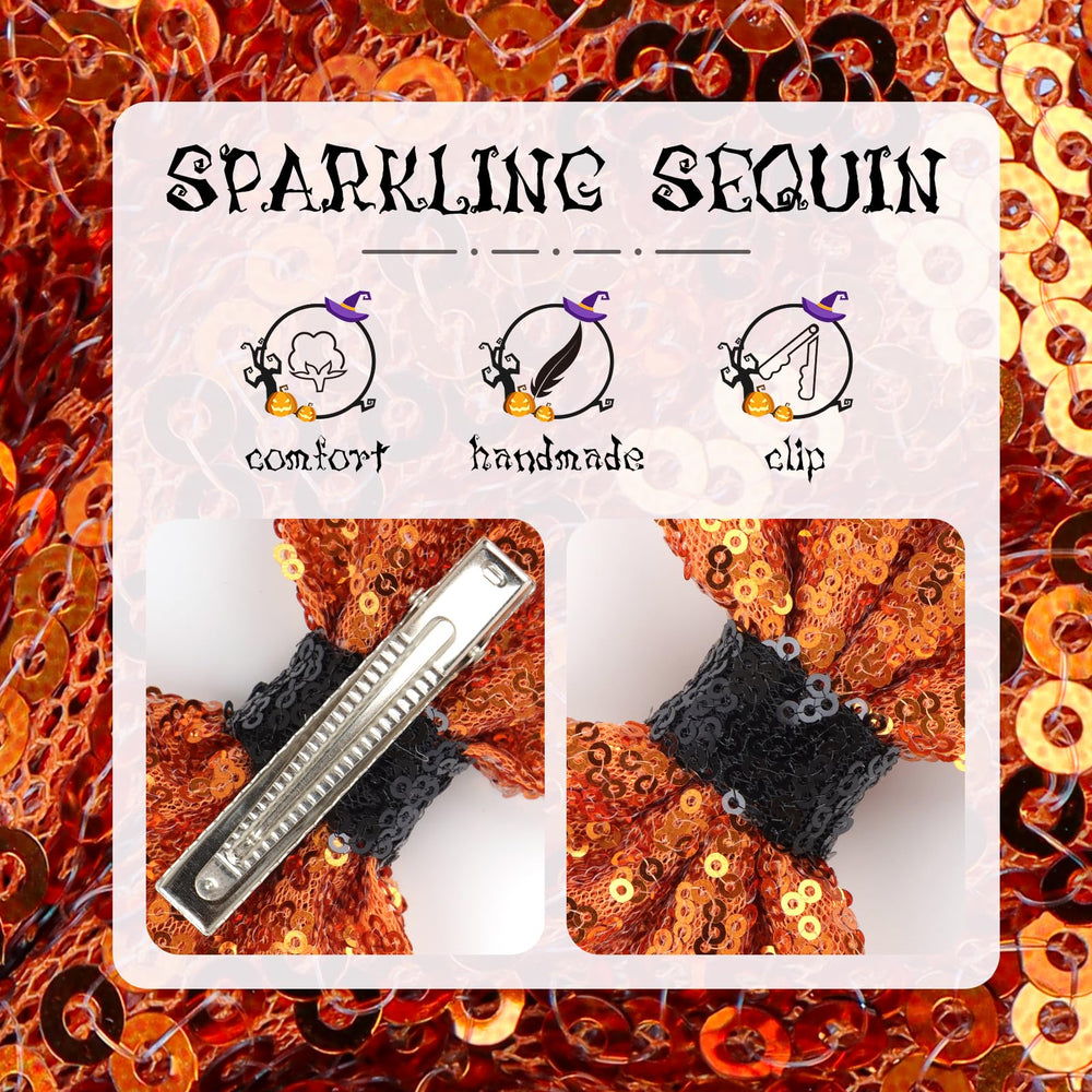 Lanmerry two-pack sequin bows orange clip provides easy matching options