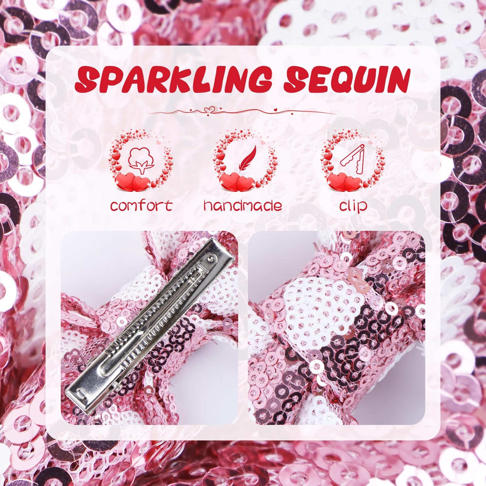 Lanmerry Valentine hair clip worn by a child, showing lightweight comfort.