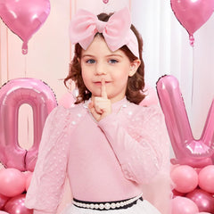 Lanmerry Valentine Headband elastic band-fit demonstrating one-size-fits-most for toddlers