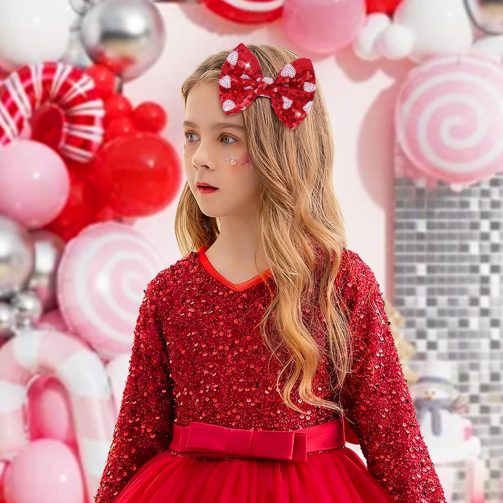 Lanmerry Valentine heart hair clip in pink sequin, perfect for cute party outfits.