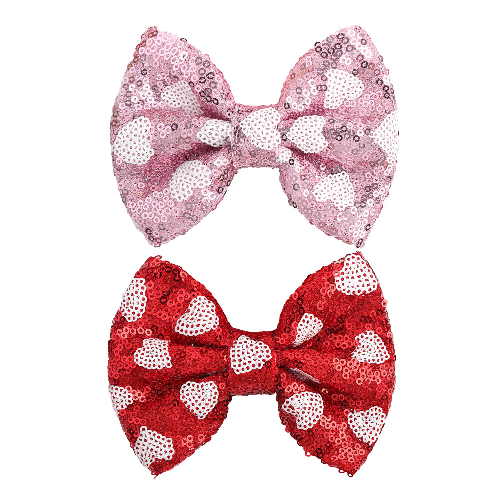 Lanmerry Valentine heart hair clip in red sequin adds festive sparkle for girls.