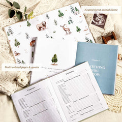 Lanpn baby memory book woodland doodles page showcasing cute icons for engaging memories