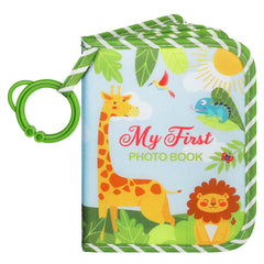 Lanpn baby photo album front cover with soft fabric and animal motif for memories.