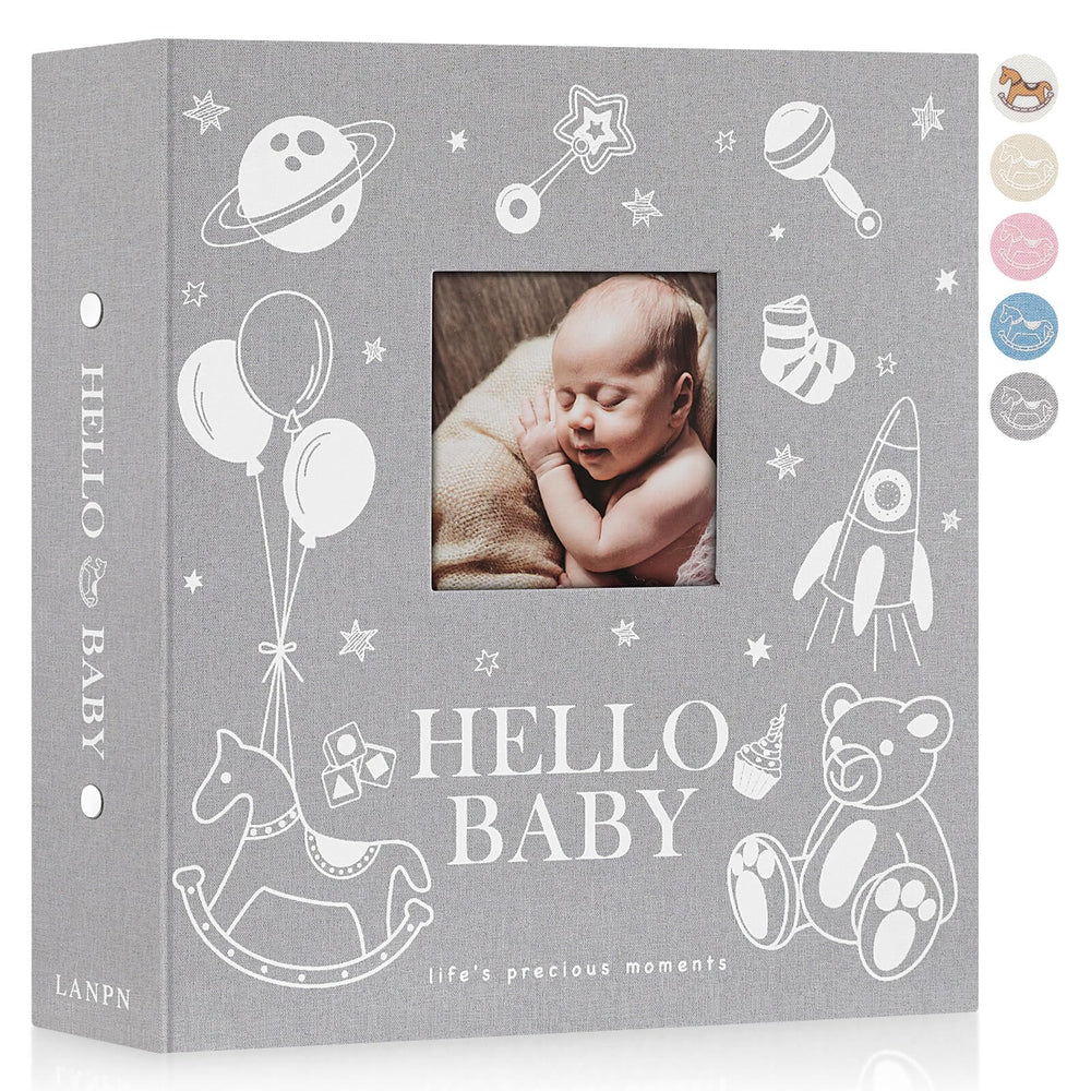 Lanpn Baby Photo Album front window cover highlights newborn memories in an elegant keepsake
