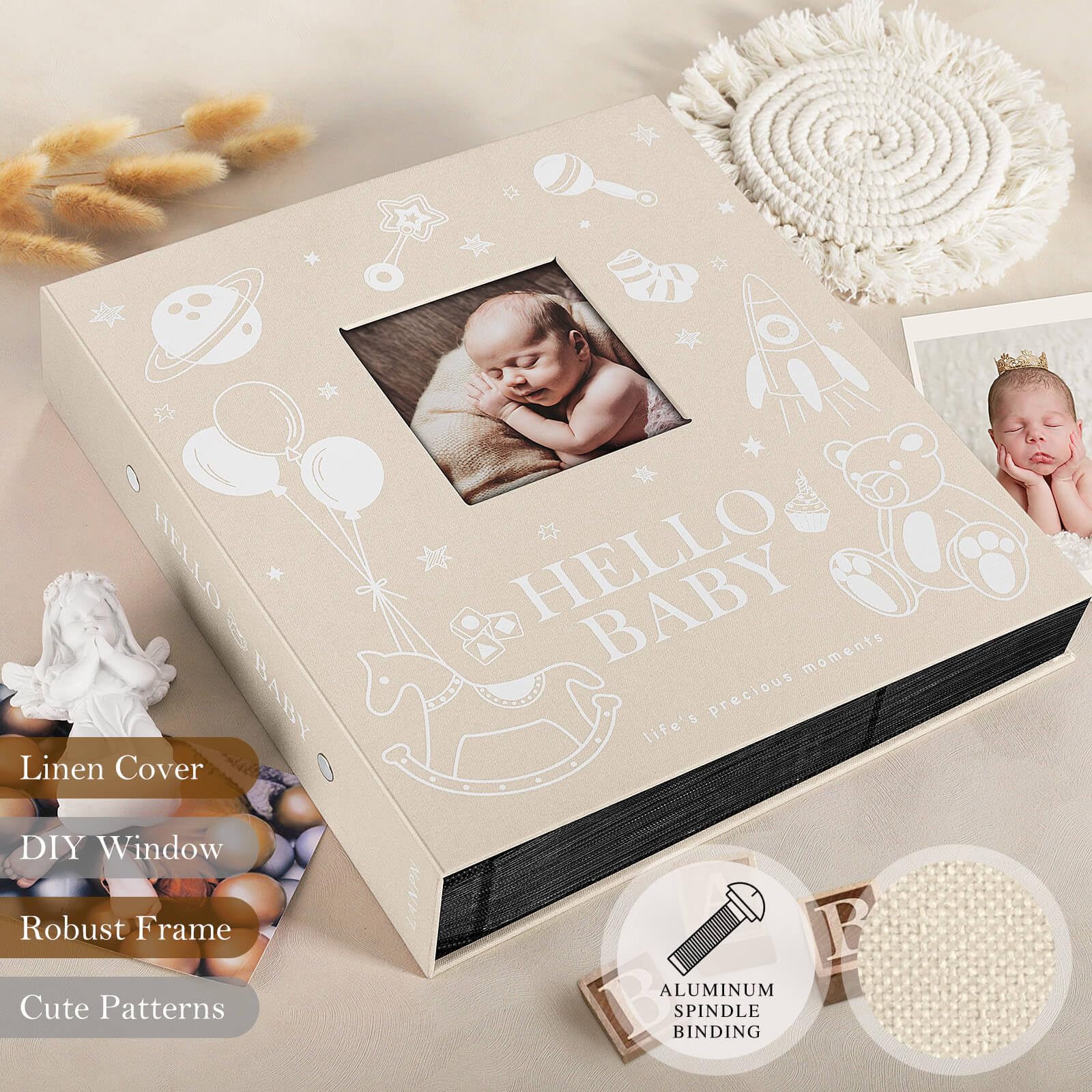 Lanpn interior pages show 600 pockets and 60 sheets for ample display.