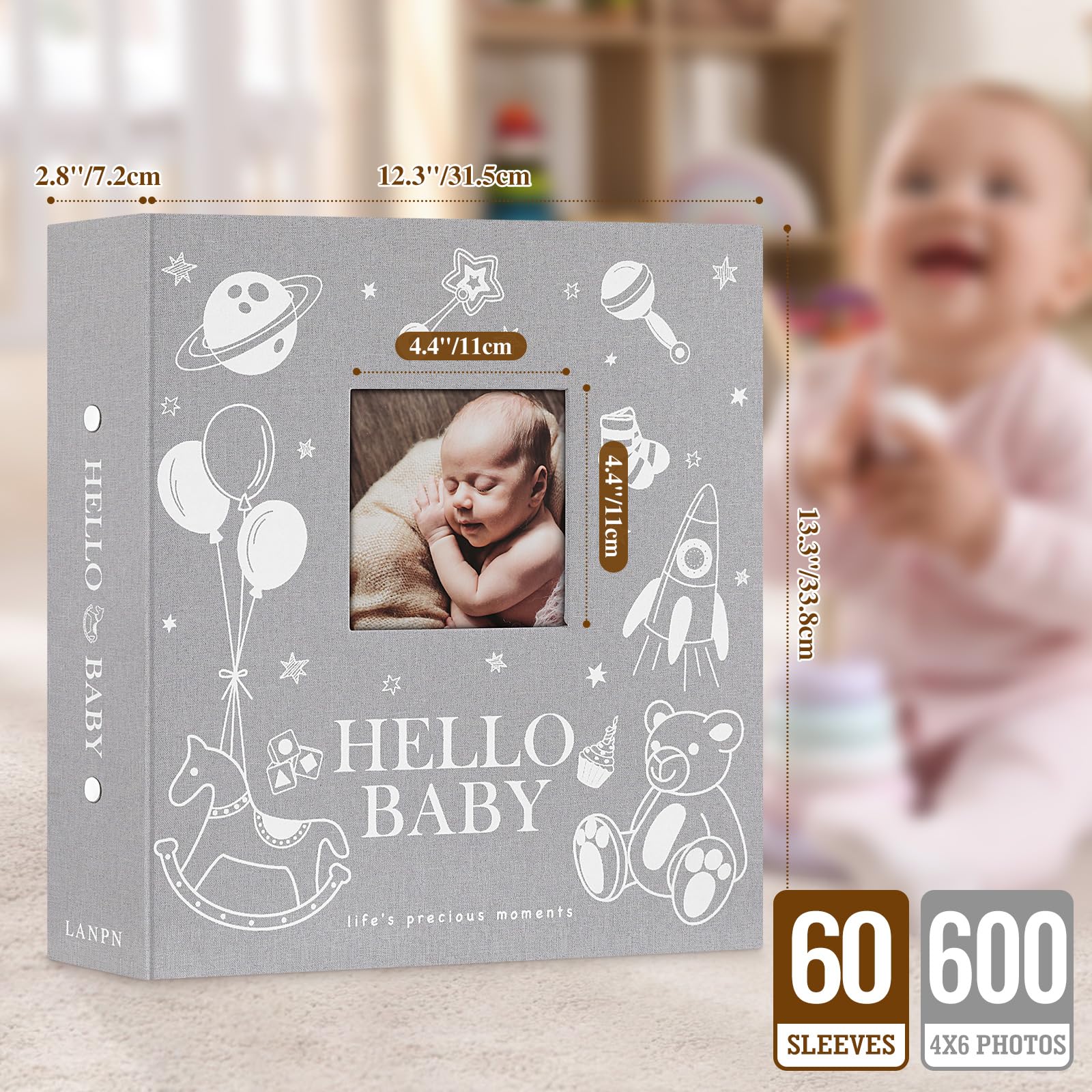 Lanpn Baby Photo Album linen cover texture adds natural premium feel for keepsakes