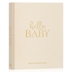 Lanpn Hello Baby memory book cover in linen hardcover for long-lasting keepsake.