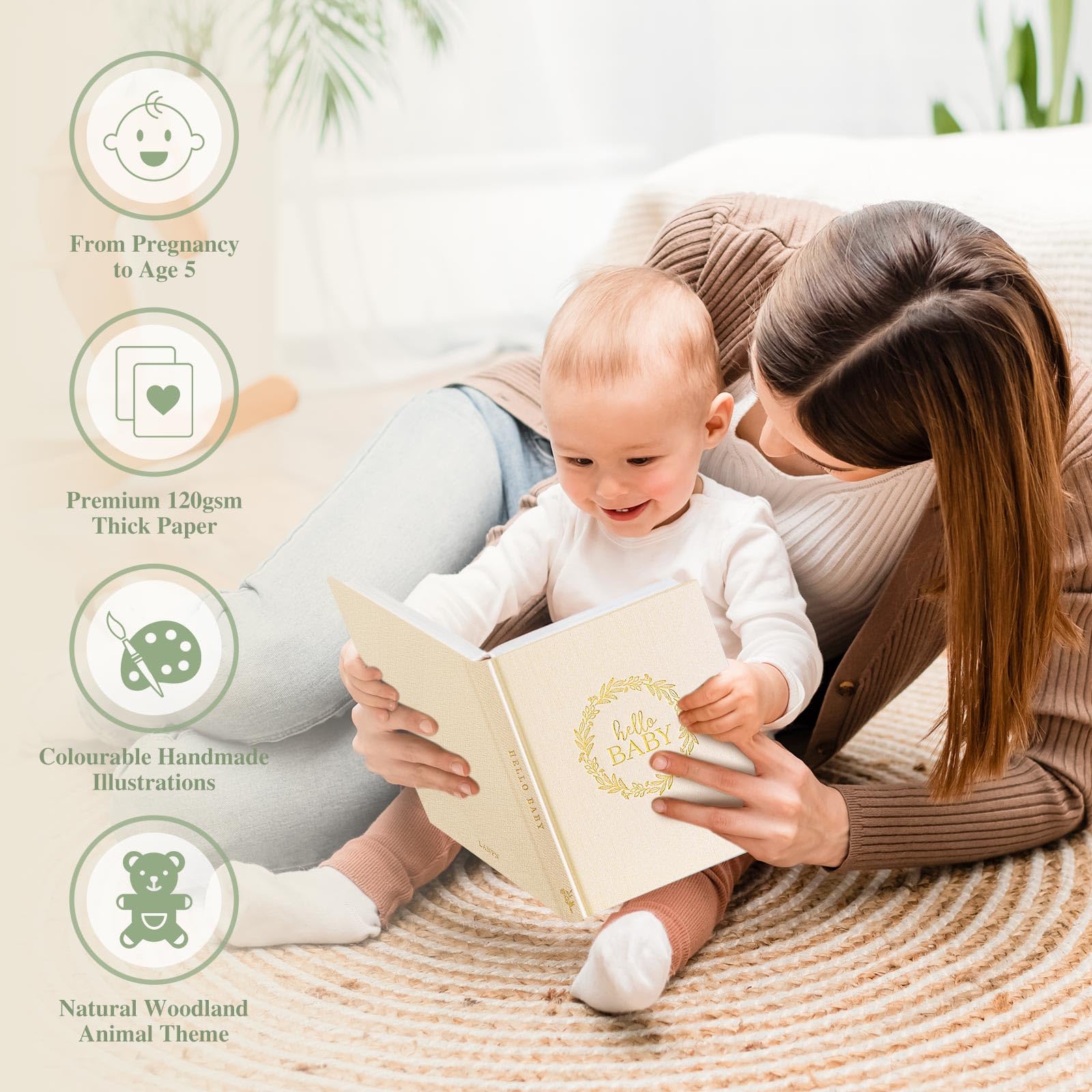 Lanpn Hello Baby memory book gift packaging—perfect for baby showers or birthdays.