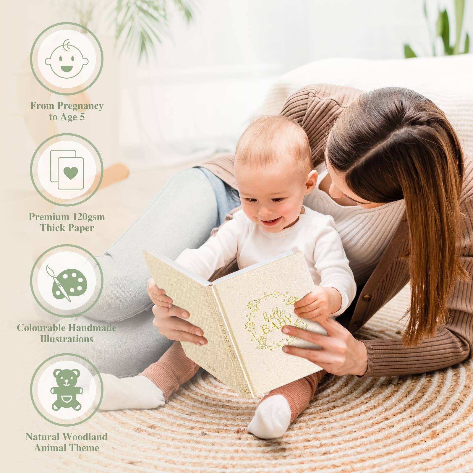 Lanpn Hello Baby Memory Book layout pages preview helps capture memories clearly.