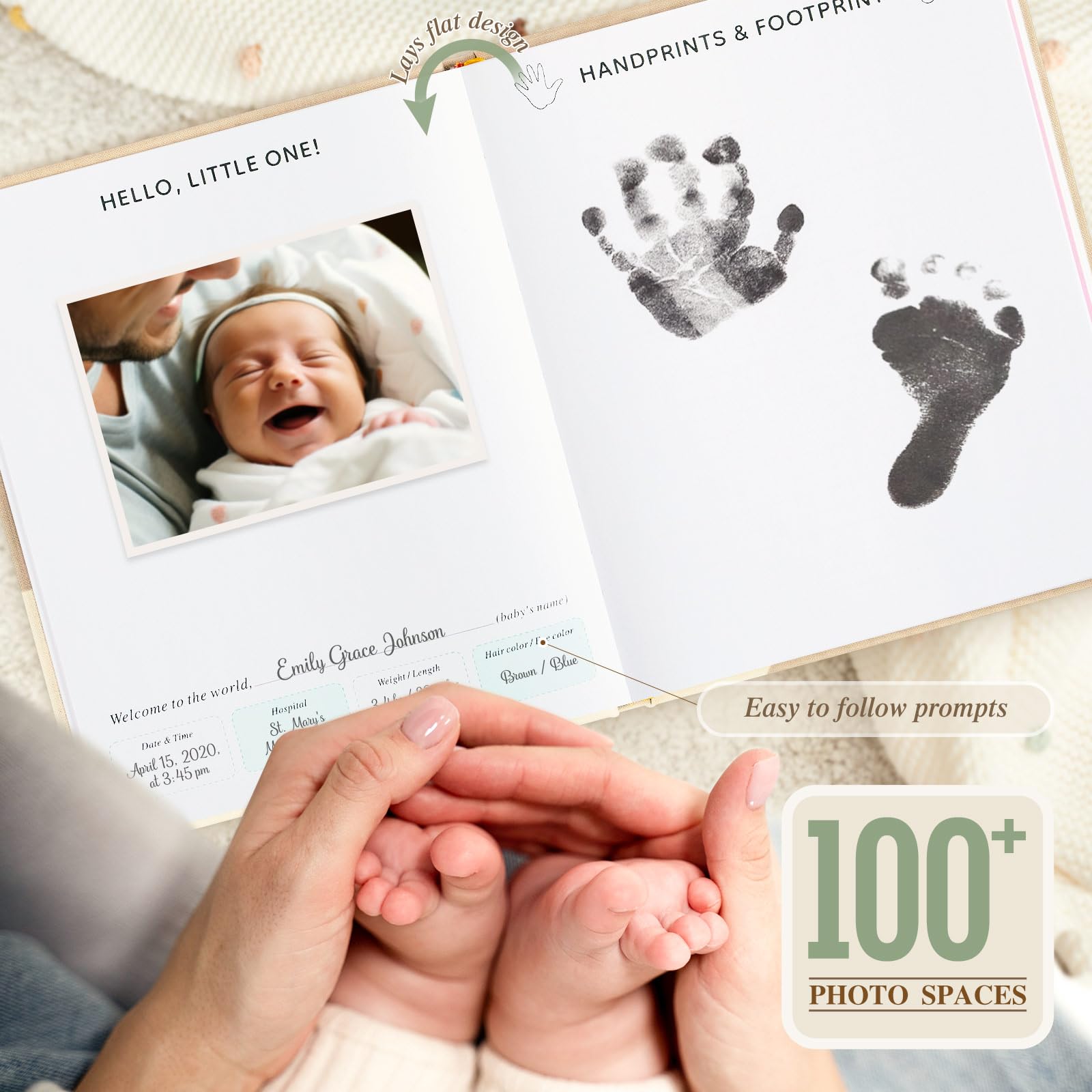 Lanpn Hello Baby memory book monthly updates—track growth and milestones over five years.