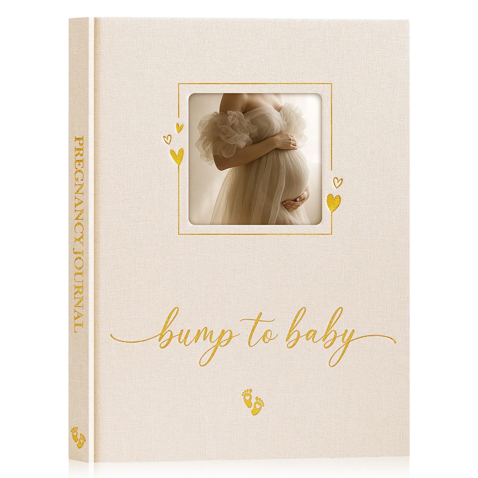 Lanpn pregnancy journal beige cover with linen hardcover for a premium keepsake.