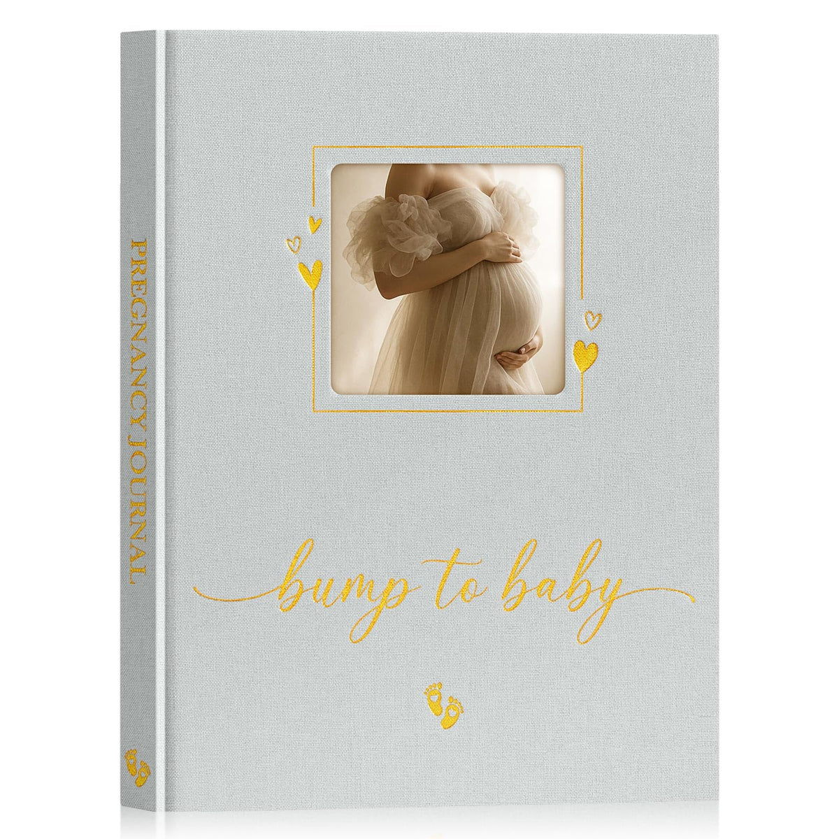 Lanpn pregnancy journal cover linen with gold foil offers a premium keepsake look for memories.