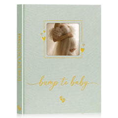 Lanpn pregnancy journal cover in sage green with linen texture for premium keepsake quality