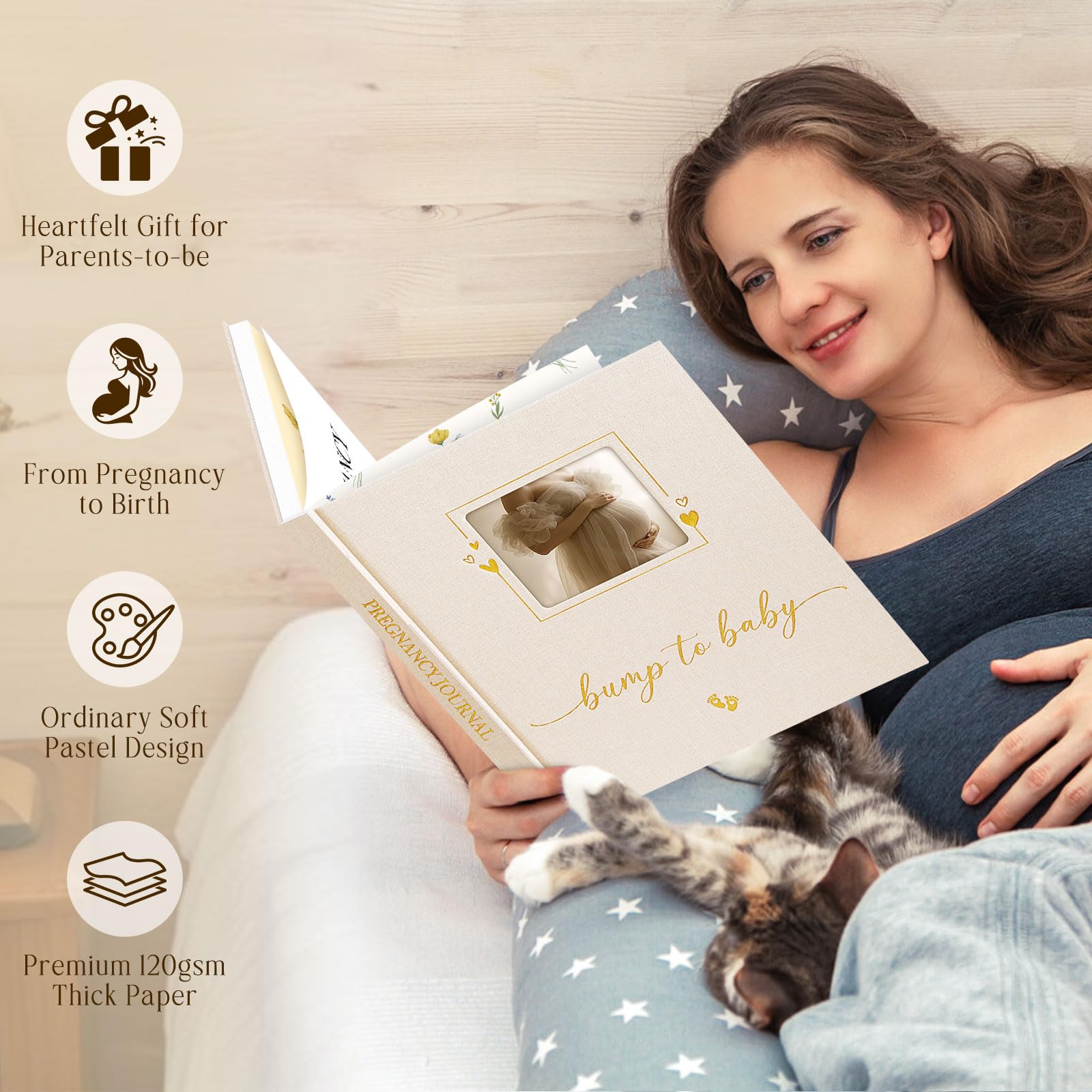 Lanpn pregnancy journal ribbon bookmark keeps your place during writing.