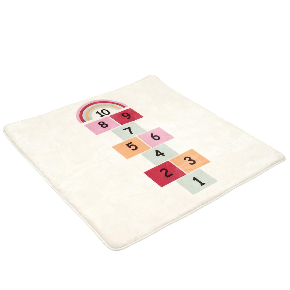 Lansber baby play mat with plush velvet surface and non-slip backing for safe tummy time.