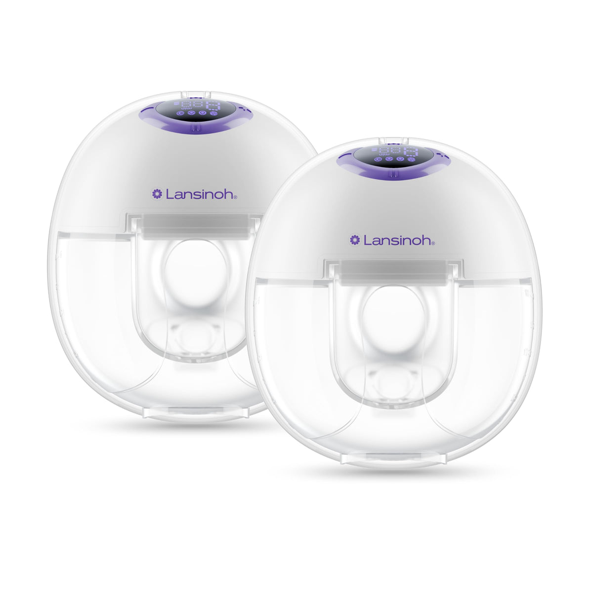 Lansinoh DiscreetDuo wearable pump front view for portable, hands-free pumping on the go.