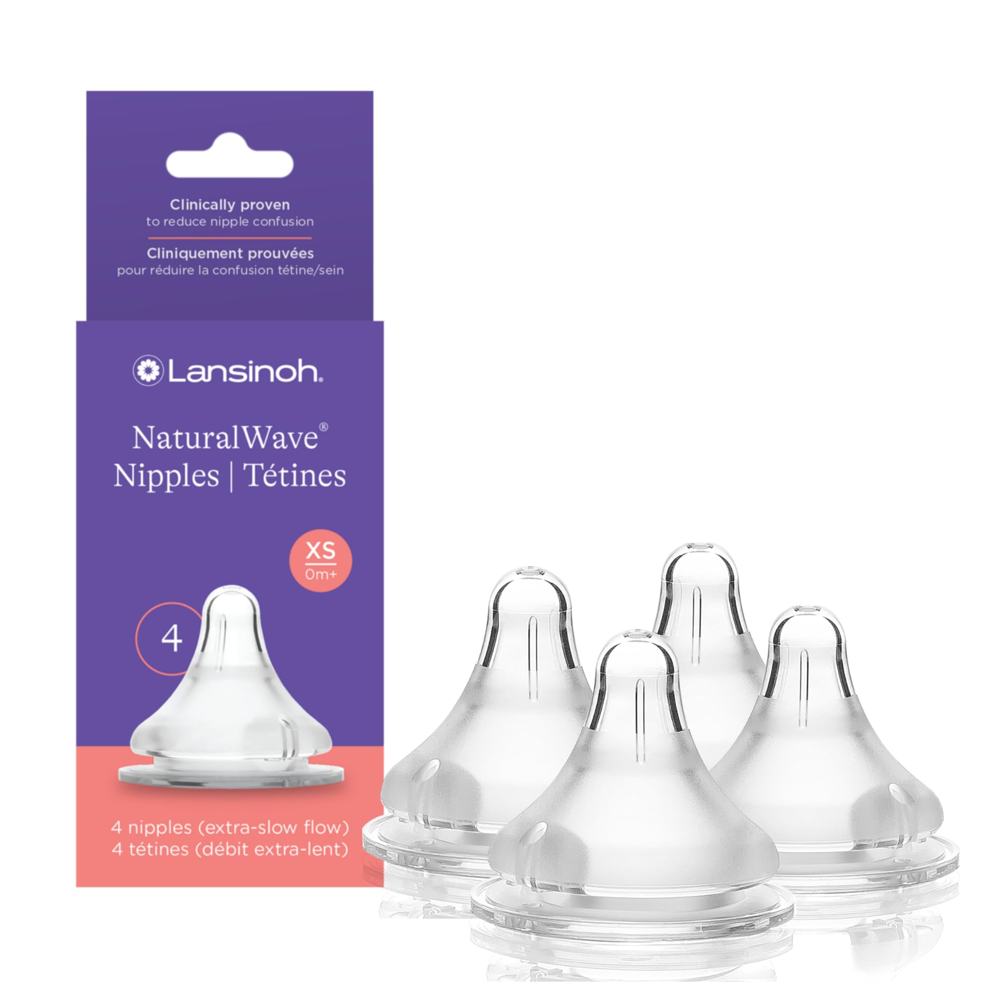 Lansinoh NaturalWave nipple wide-base texture promotes secure latch during feeding.