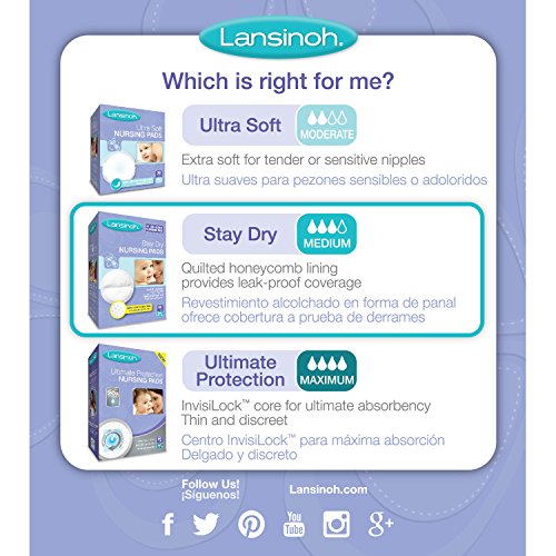 Lansinoh Stay Dry nursing pad in compact, on-the-go packaging for quick access.